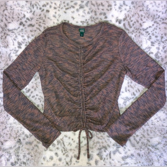 Wild Fable Lace Up Ribbed Long Sleeve - Picture 2 of 5